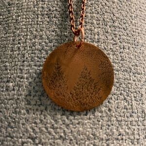 I see the Forest and the Trees pendant. Solid copper. Artisan made.